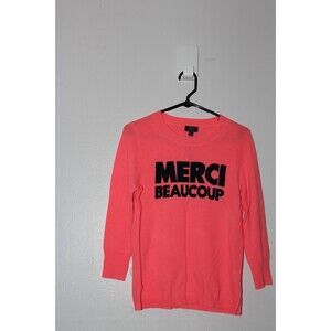 Pink J. Crew Small 100% Cashmere Merci Beaucoup sweater